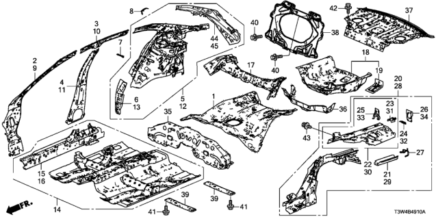 2015 Honda Accord Hybrid Floor - Inner Panel Diagram