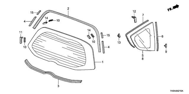 2013 Honda Fit Rear Windshield - Quarter Glass Diagram