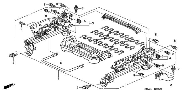 2003 Honda Accord 4 Door LX (SIDE SRS) KL 5AT Front Seat Components (Passenger Side) (Manual Seat) Diagram