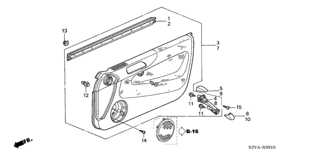 2006 Honda Insight Lining Assy., R. FR. Door *YR233L* (TITANIUM) Diagram for 83500-S3Y-A03ZB