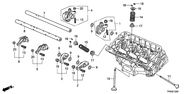 2010 Honda Crosstour 5 Door EXL (4WD) KA 5AT Valve - Rocker Arm (Front) (V6) Diagram