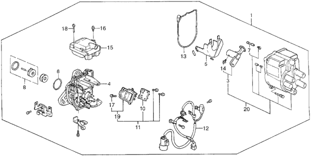 1989 Honda Civic Distributor Assembly (Td-02U) (Tec) Diagram for 30100-PM6-016