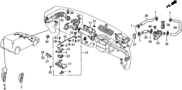 1991 Honda Civic 3 Door SI KA 5MT Water Valve - Duct Diagram