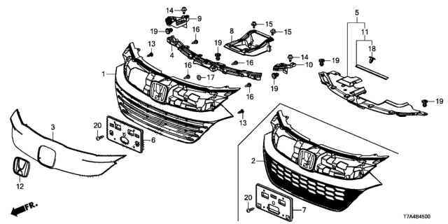 2020 Honda HR-V BRACKET, FR. GRILLE Diagram for 71125-T7A-J01