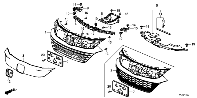 2021 Honda HR-V Base, Front Grille Diagram for 71121-T7W-A51