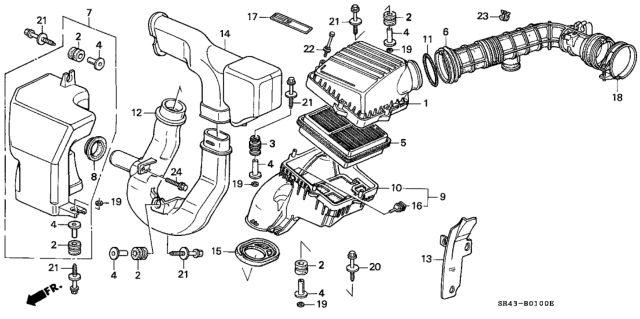 1993 Honda Civic Tube B, Air Inlet Diagram for 17248-P04-G00