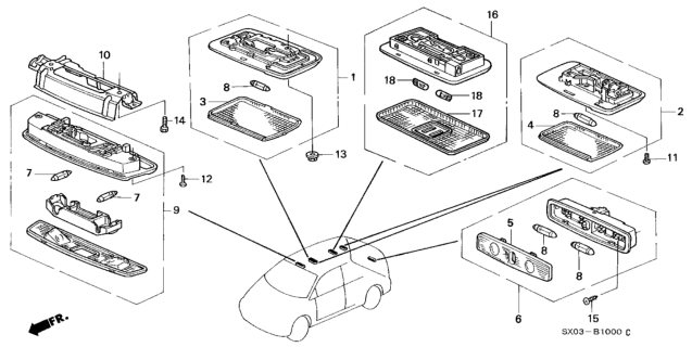 1997 Honda Odyssey 5 Door EX KA 4AT Interior Light Diagram