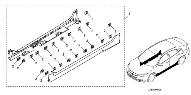 2019 Honda Civic Spoiler - Side Underbody Diagram