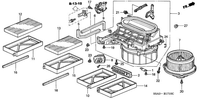 2002 Honda Civic 4 Door GX (SIDE SRS) KA CVT Heater Blower Diagram