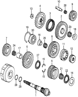1984 Honda Accord 4 Door LX KA 4AT AT Countershaft Diagram
