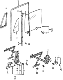 1985 Honda Accord Glass Assy., L. RR. Door Diagram for 76360-SA6-010