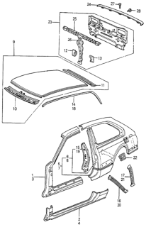 1982 Honda Accord Panel, RR. Diagram for 80310-SA5-673ZZ