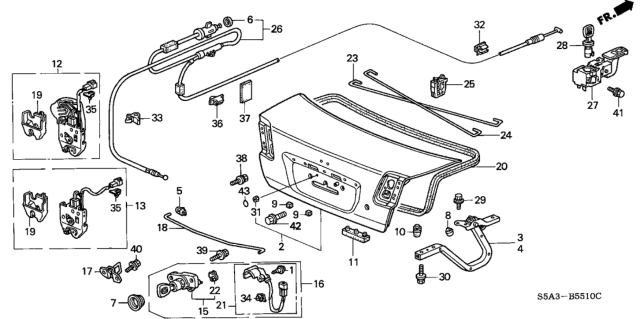 2001 Honda Civic Spring, R Trunk Diagram for 74871-S5D-A01ZZ