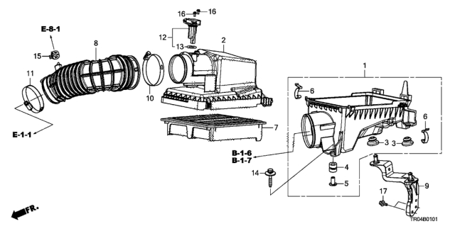 2012 Honda Civic 4 Door SI KA 6MT Air Cleaner (2.4L) Diagram