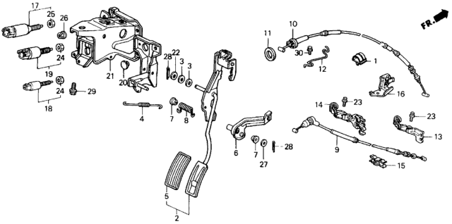 1990 Honda Civic 4 Door EX KA 4AT Accelerator Pedal Diagram