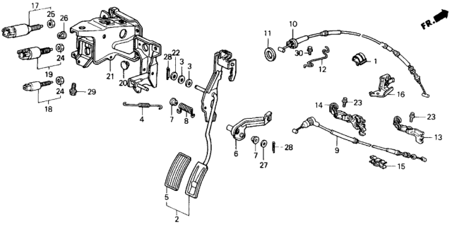 1991 Honda Civic Clamp, Throttle Wire Diagram for 17931-SH3-A72