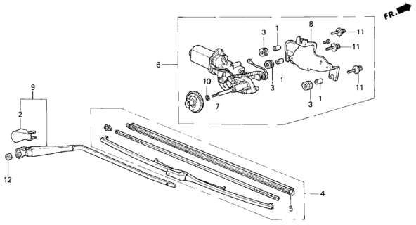 1998 Honda Odyssey Motor Assembly, Front Windshield Wiper Diagram for 76700-SX0-023