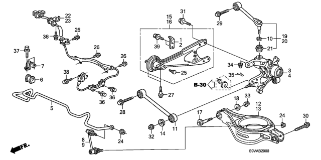 2008 Honda Pilot Rear Stabilizer - Rear Lower Arm Diagram