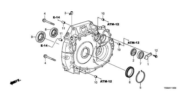 2014 Honda Civic AT Torque Converter Case (CVT) Diagram