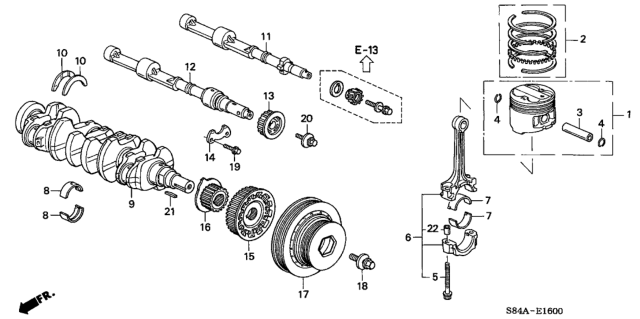 2002 Honda Accord Crankshaft - Piston Diagram