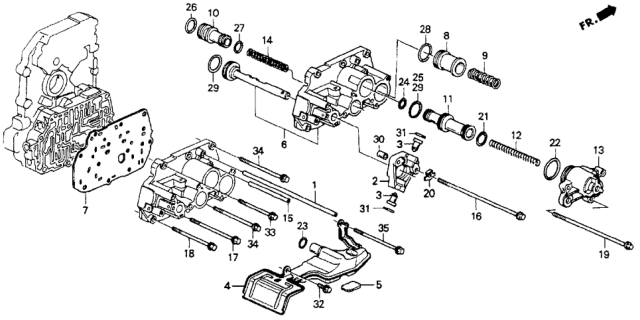 1991 Honda Accord Piston, Low Hold Accumulator Diagram for 27551-PX4-000