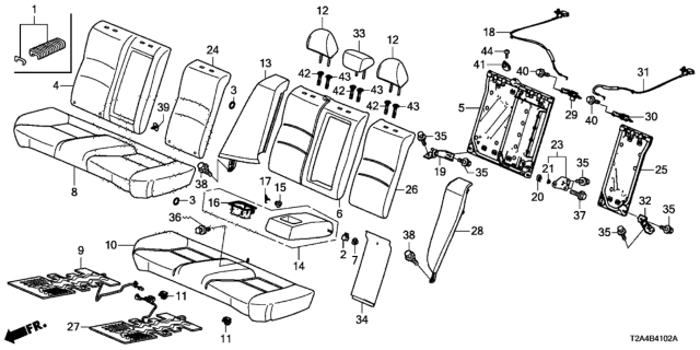 2016 Honda Accord Center Arm R (Cashmere Ivory) Diagram for 82180-T2F-A21ZA