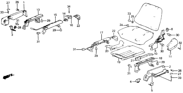 1987 Honda Civic Cap, Slide Rail End Diagram for 77512-SB2-672