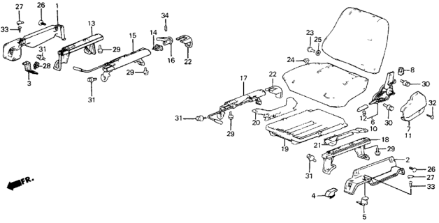 1984 Honda Civic Front Seat Components Diagram