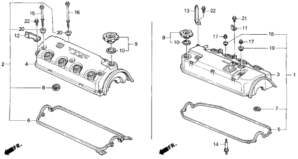 1994 Honda Del Sol 2 Door S KA 5MT Cylinder Head Cover Diagram