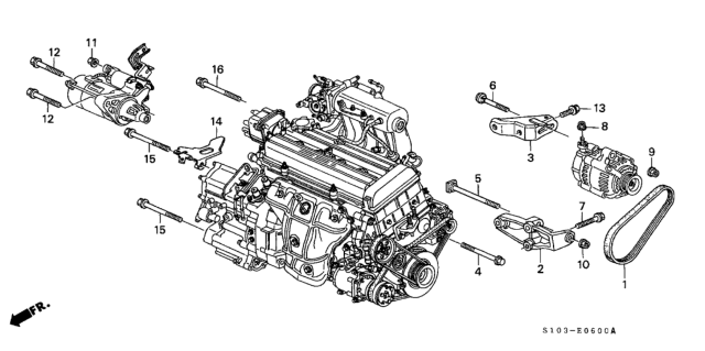 2000 Honda CR-V Stay, Alternator Diagram for 31113-P54-000