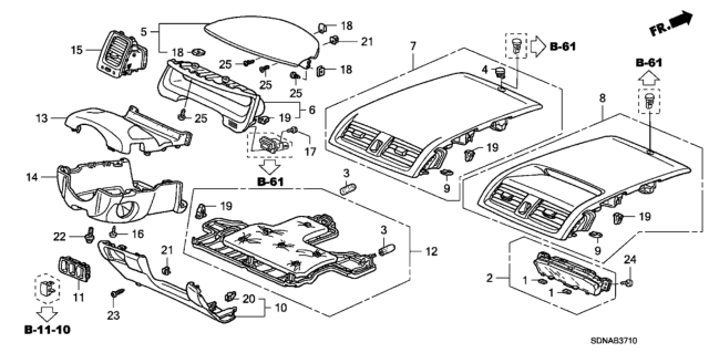 2007 Honda Accord Instrument Panel Garnish (Driver Side) Diagram