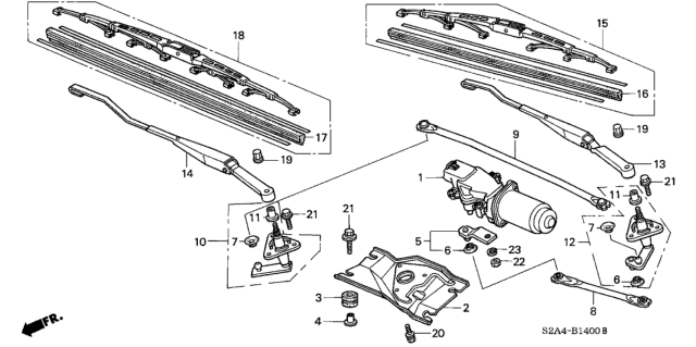 2005 Honda S2000 2 Door S2000 KA 6MT Front Wiper Diagram