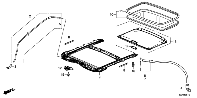 2014 Honda Accord Hybrid Frame Comp,Sunroof Diagram for 70100-T2F-A01