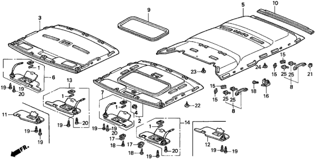 1995 Honda Odyssey Roof Lining Diagram