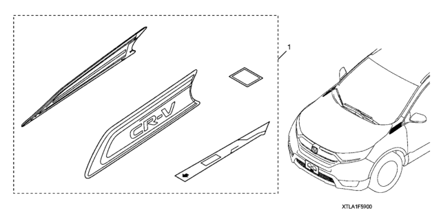 2020 Honda CR-V Hybrid 5 Door LX (HYBRID) KA CVT Fender Accent Trim Diagram