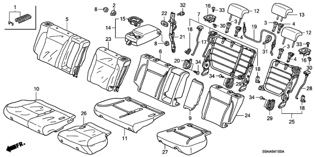 2006 Honda CR-V Rear Seat Diagram