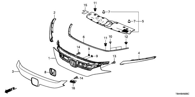 2016 Honda Civic Front Grille Diagram