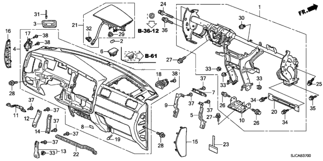 2014 Honda Ridgeline 4 Door RTL-S (SPECIAL EDITION) KA 5AT Instrument Panel Diagram
