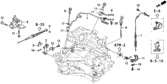 1994 Honda Prelude 2 Door S KA 4AT AT Control Lever Diagram