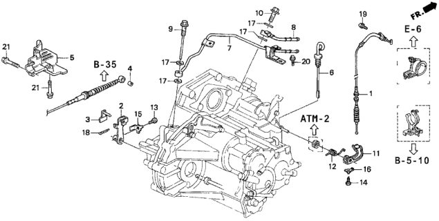 1994 Honda Prelude AT Control Lever Diagram