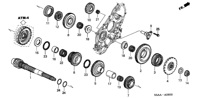 2003 Honda Civic Gear, Parking Diagram for 23427-P4P-J00