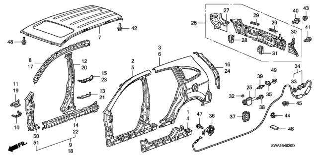 2011 Honda CR-V Cable, Fuel Lid Opener Diagram for 74411-SWA-A01