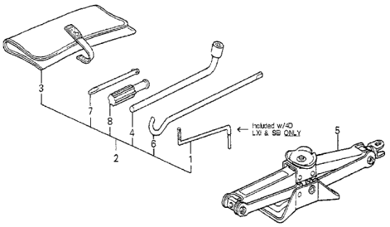 1988 Honda Accord Tools - Jack Diagram