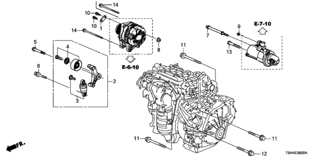 2016 Honda Civic Alternator Bracket - Tensioner Diagram
