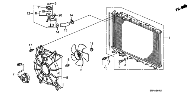 2009 Honda Civic Motor, Cooling Fan Diagram for 19030-RNA-A51