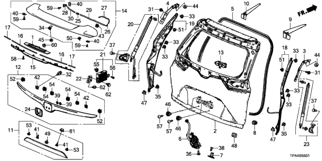 2021 Honda CR-V Hybrid MLDG ASSY-, T/GATE Diagram for 74895-TPG-A01