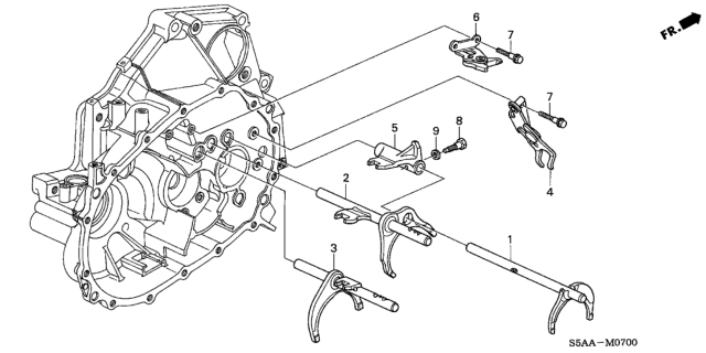 2004 Honda Civic MT Shift Fork - Shift Holder Diagram