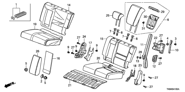 2013 Honda Odyssey Cover, L. RR. Seat Center (Inner) *NH686L* (LIGHT WARM GRAY) Diagram for 82524-TK8-A01ZA