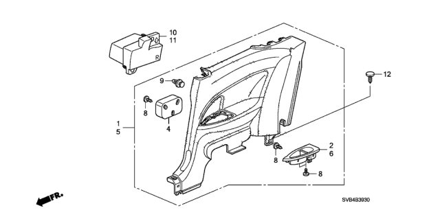 2011 Honda Civic Lining Assy., R. Side *NH167L* (GRAPHITE BLACK) Diagram for 83730-SVA-A11ZA