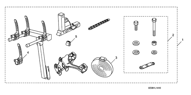 2012 Honda Ridgeline 4 Door RTL (MFG US1) KA 5AT Hitch-Mount Bike Attachment Diagram